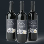Silver Grey Ivory Floral Winter Rustic Wedding Win Wine Label<br><div class="desc">Elegant floral winter wedding wine label features elegant grey ,  ivory and silver watercolor flower bouquet frosty-hued greenery. Please contact me for any help in customisation or if you need any other product with this design.</div>