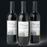 Silver Grey Ivory Floral Winter Rustic Wedding Wine Label<br><div class="desc">Elegant floral winter wedding wine label features elegant grey ,  ivory and silver watercolor flower bouquet frosty-hued greenery. Please contact me for any help in customisation or if you need any other product with this design.</div>