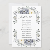 Silver Grey Ivory Floral Winter Seating Chart
