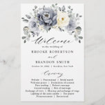 Silver Grey Ivory Floral Winter Wedding Program<br><div class="desc">Elegant floral winter wedding program card features elegant grey ,  ivory and silver watercolor flower bouquet frosty-hued greenery. Please contact me for any help in customisation or if you need any other product with this design.</div>