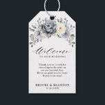 Silver Grey Ivory Floral Winter  Wedding Welcome Gift Tags<br><div class="desc">Elegant floral winter wedding welcome gift tag features elegant grey ,  ivory and silver watercolor flower bouquet frosty-hued greenery. Please contact me for any help in customisation or if you need any other product with this design.</div>