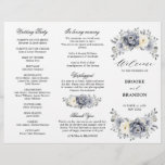 Silver Grey Ivory Winter Wedding Tri-Fold Program<br><div class="desc">Elegant floral winter wedding Tri-fold program card features elegant grey ,  ivory and silver watercolor flower bouquet frosty-hued greenery. Please contact me for any help in customisation or if you need any other product with this design.</div>