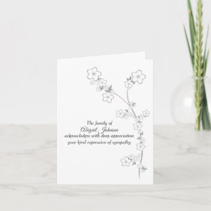 Silver Grey Japanese Foliage Sympathy Thank You Card