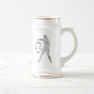 Silver / Grey Libra Zodiac Custom Stein