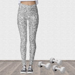 Silver grey light glitter sparkles black white leggings<br><div class="desc">Cool,  fun,  elegant and unique all over print faux sparkly leggings gift idea for her. 
Beautiful girly glamourous silver shiny glitters sparkles. Photo of silver sparkles not actual glitter!</div>