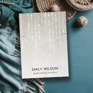 SILVER GREY LIGHT STRINGS NECKLACE BAND DISPLAY  BUSINESS CARD