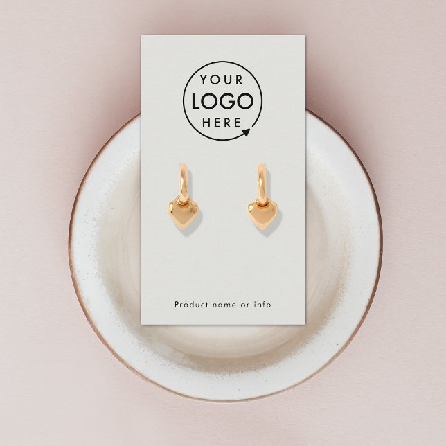 Silver Grey Logo | Modern Earring Display Card (Modern minimalist soft gray earring display card by Guava - clean, stylish, and customizable)