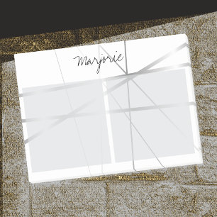 Silver Grey Look Geometric Lines Add Name Monogram Post-it Notes