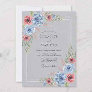 Silver Grey Luminous Winter Wedding Invitation