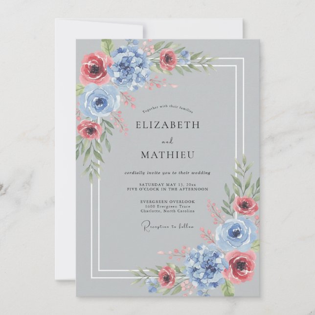Silver Grey Luminous Winter Wedding Invitation (Front)