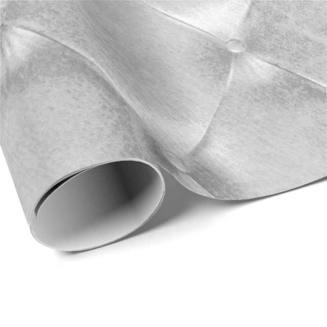 Silver Grey Luxury Opulent Tufted Leather VIP Wrapping Paper (Roll Corner)