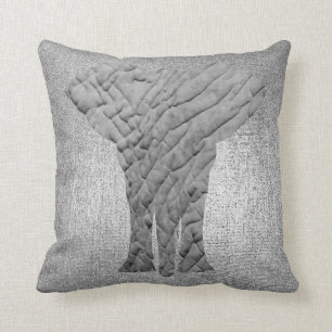 Silver Grey Metallic Black Animal Skin Elephant Cushion