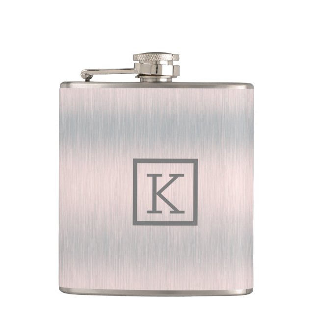 Silver-grey Metallic Brushed Aluminium  Look Hip Flask (Front)