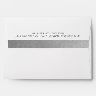 Silver Grey Metallic Faux Foil Stripe Back Inside Envelope