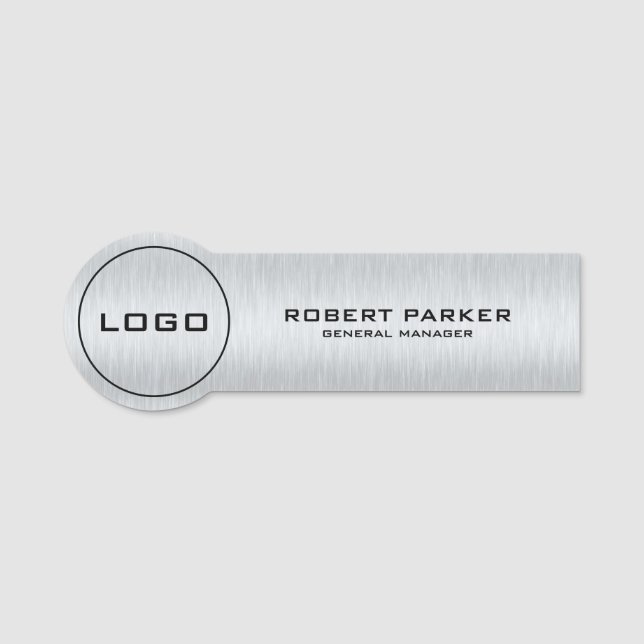 Silver Grey Metallic Texture Name Tag (Front)