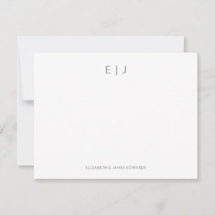 Silver Grey Minimal Couple Initials Personalised Card