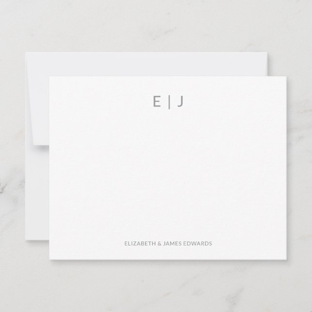 Silver Grey Minimal Couple Initials Personalised  Card (Front)