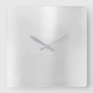 Silver Grey Minimal Monochrom Metallic Steel Square Wall Clock