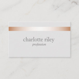 Silver Grey   Modern Rose Gold Striped Stylish  Business Card