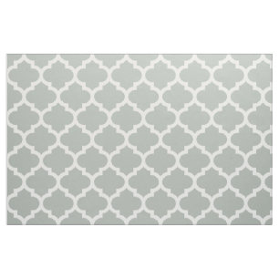 Silver Grey Moroccan Quatrefoil Trellis Fabric