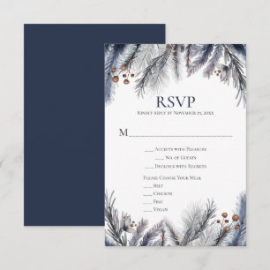 Silver Grey Navy RSVP Card