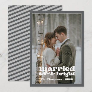Silver & Grey Newlyweds Christmas Holiday Card