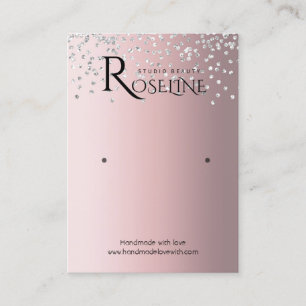 Silver Grey pink glitter jewlery display Business Card