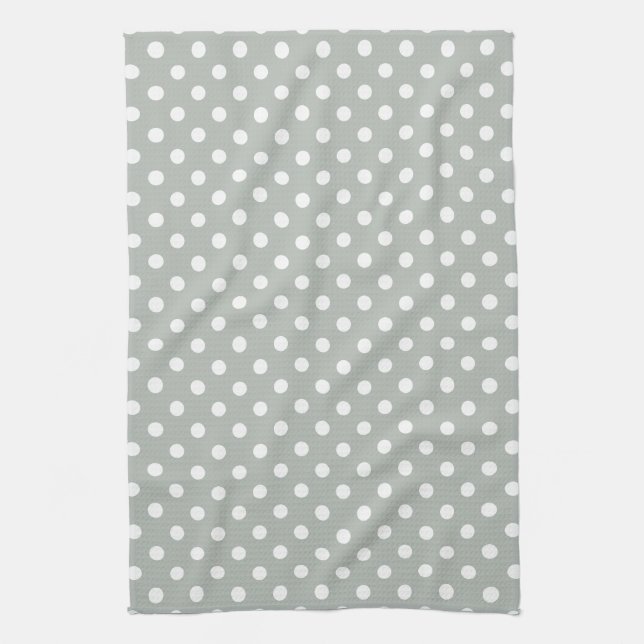 Silver Grey Polka Dot Pattern Kitchen Towels (Vertical)