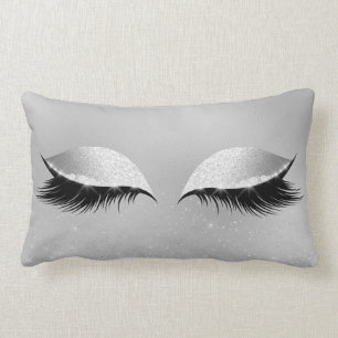 Silver Grey Princess Beauty Lashes Glitter Makeup Lumbar Cushion