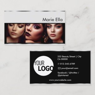 Silver Grey Product Labels with Logo Photos Clean Business Card