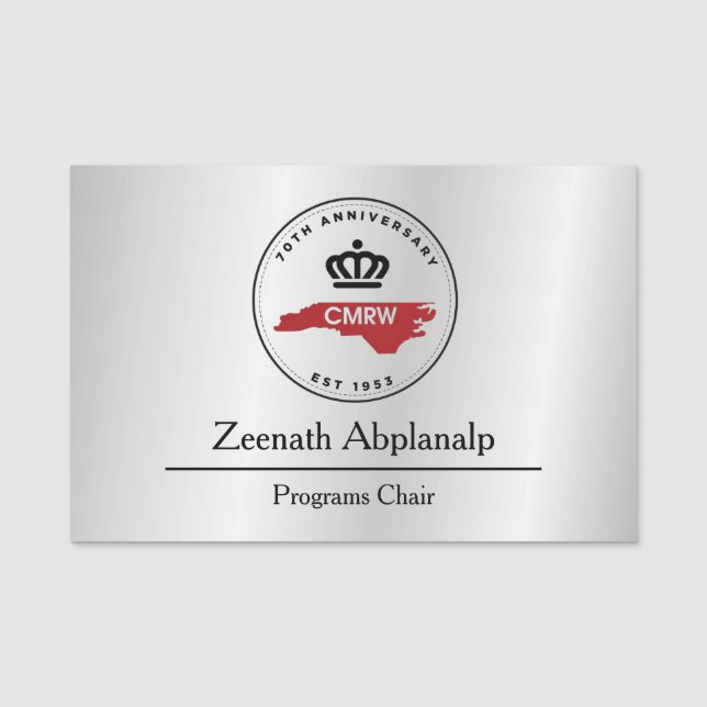 Silver Grey Professional Unique Classical Simple Name Tag (Front)