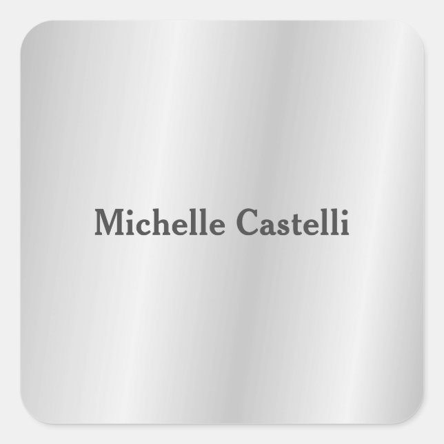 Silver Grey Professional Unique Classical Simple Square Sticker (Front)
