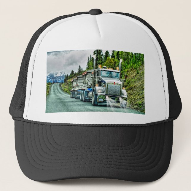 Silver-Grey Quarry Truck Lorry Photo Art Trucker Hat (Front)