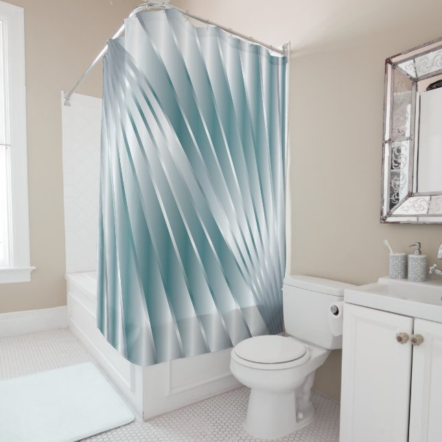 Silver grey rays shower curtain (In Situ)