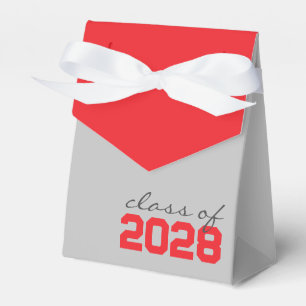 Silver Grey & Red Graduation Favour Boxes