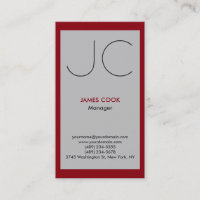 Silver grey red vertical professional monogram