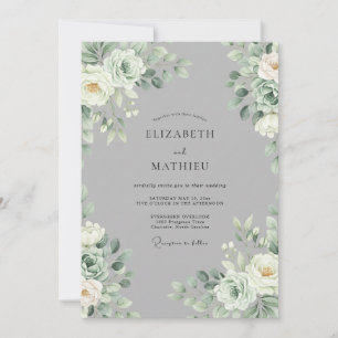 Silver Grey Refined Botanical Wedding Invitation