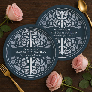 Silver Grey Royal Mediaeval Sword Wedding  Paper Plate
