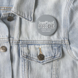Silver Grey School Pride Mascot Name Button