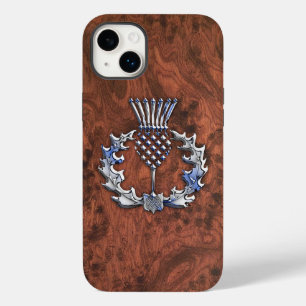 Silver Grey Scottish Thistle Decor on a Case-Mate iPhone 14 Plus Case