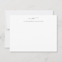 Silver Grey Script Monogram Chic Swash Stationery
