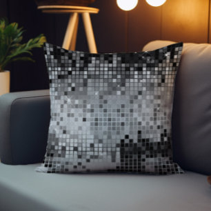 Silver Grey Sequins Disco Glitter Pattern Outdoor Cushion