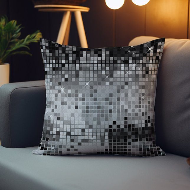 Silver Grey Sequins Disco Glitter Pattern Outdoor Cushion (Creator Uploaded)
