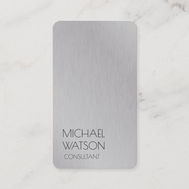 Silver Grey Simple Plain Trendy Consultant Business Card (Front)