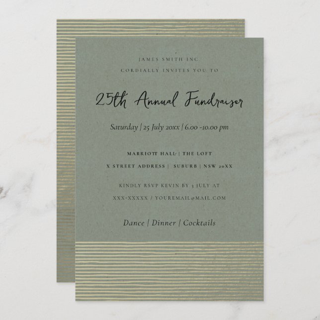 SILVER GREY SKETCH STRIPED LINE CORPORATE EVENT INVITATION (Front/Back)