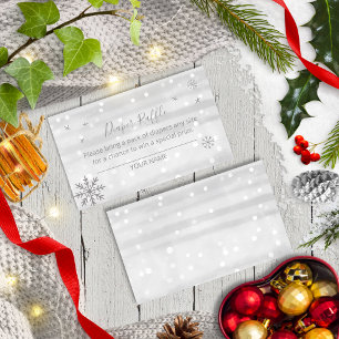 Silver Grey Snowflakes Baby Shower Diaper Raffle Enclosure Card