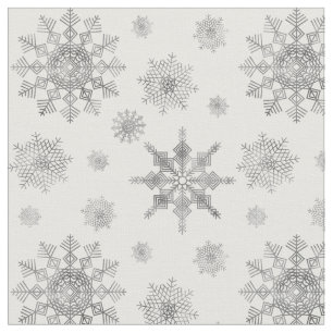 Silver Grey Snowflakes Pattern Fabric