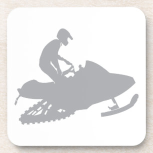Silver Grey Snowmobiler Coaster