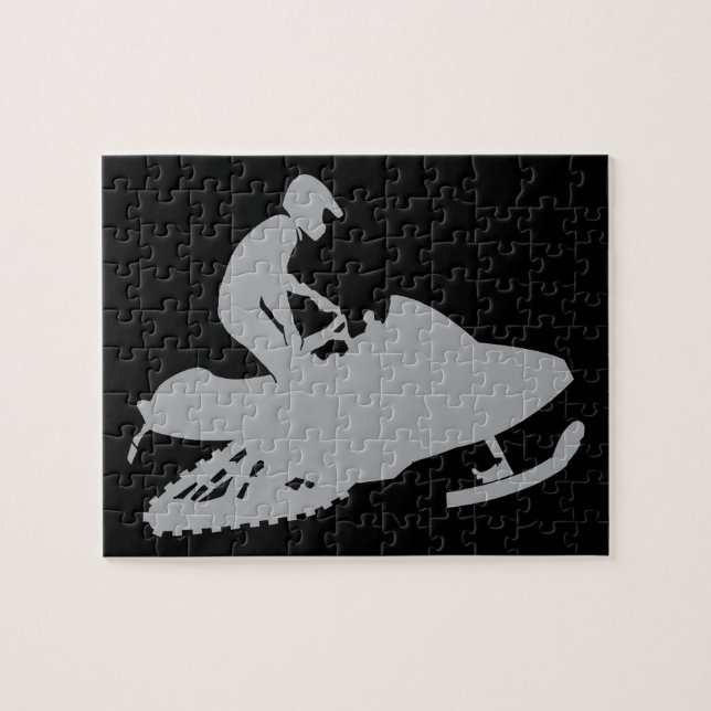 Silver Grey Snowmobiler Jigsaw Puzzle (Horizontal)