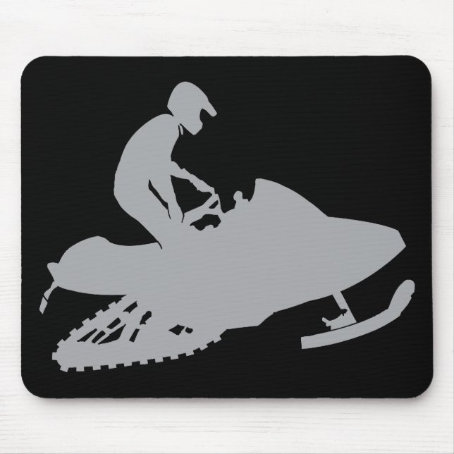 Silver Grey Snowmobiler Mouse Pad (Front)
